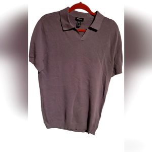 Split Neck Grey Polo Shirt NWT Forever 21